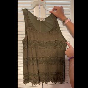 Olive green lace tank